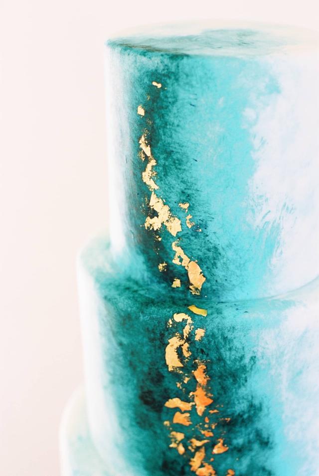 Closeup of Blue 3 Tiered Cake Design at Romantic Riviera