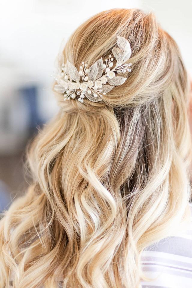 Bride's Hair Broach at Angela & Kevin's Wedding