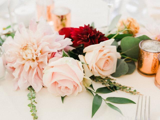 Closeup View of Flowers at Stephanie & Grant's Wedding