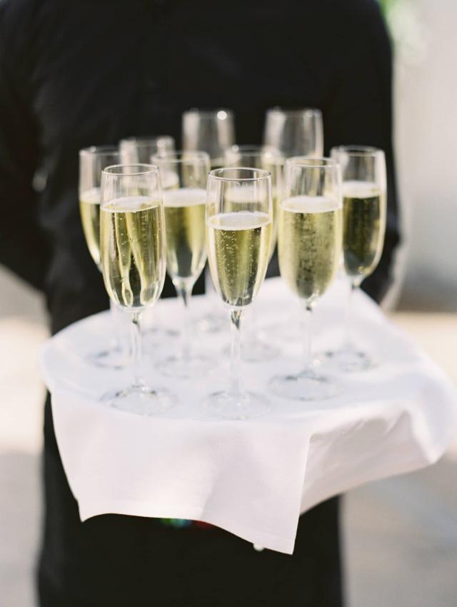 Full Champaign Glasses at Carly & Ben's Wedding