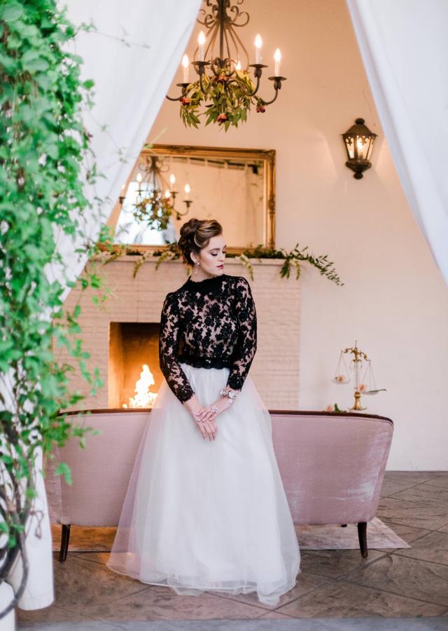 Lady Looking Away in Front of Fireplace Surrounded by Vines for Spanish Nights