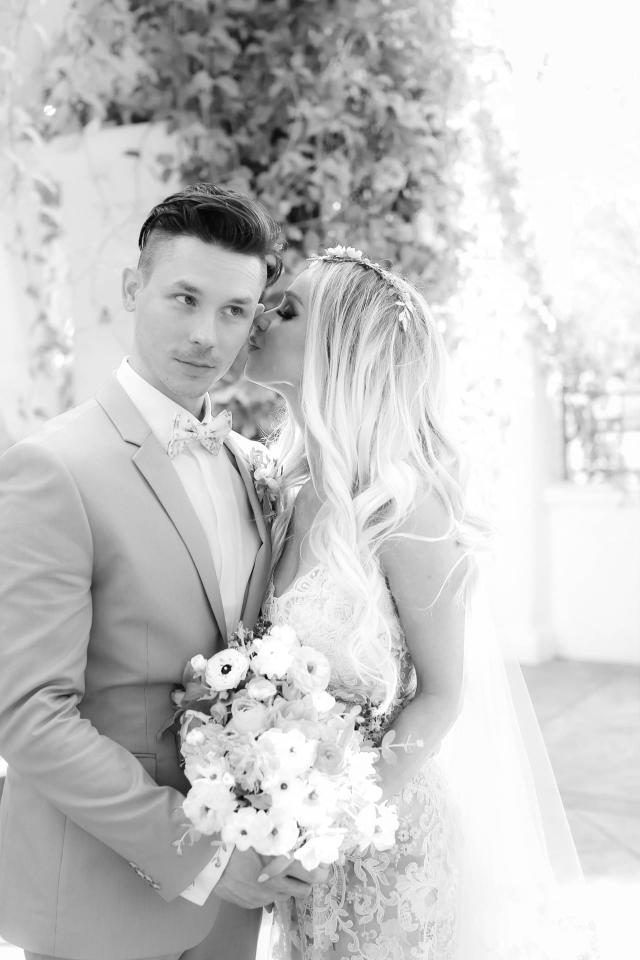 Bride Whispering to Groom at Rhiannon & Joshua's Wedding