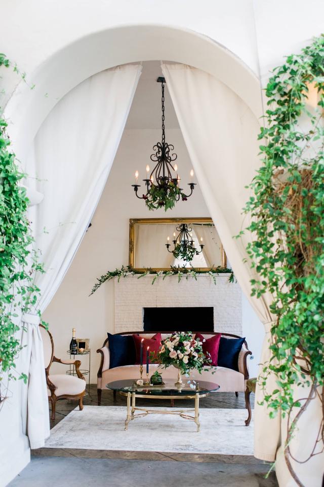 Fireplace with Couch in Front for Spanish Nights