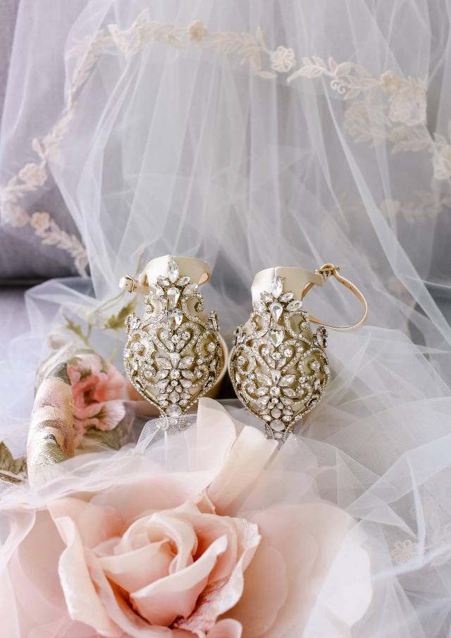 Closeup of Bride's Shoes at Rhiannon & Joshua's Wedding