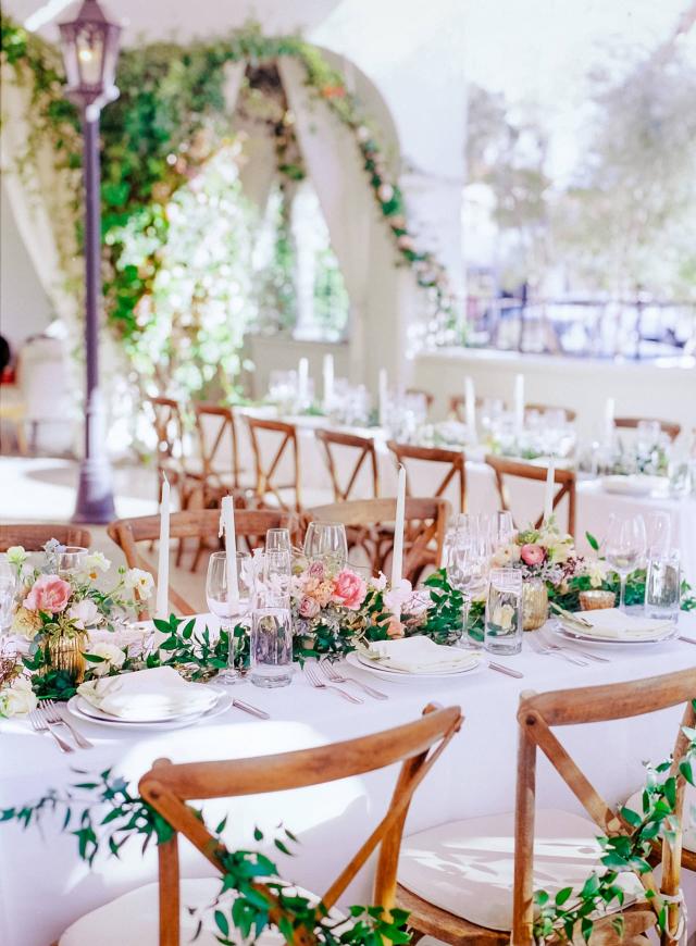 Multiple Guest Tables with Flowers & Placemats at Rhiannon & Joshua's Wedding