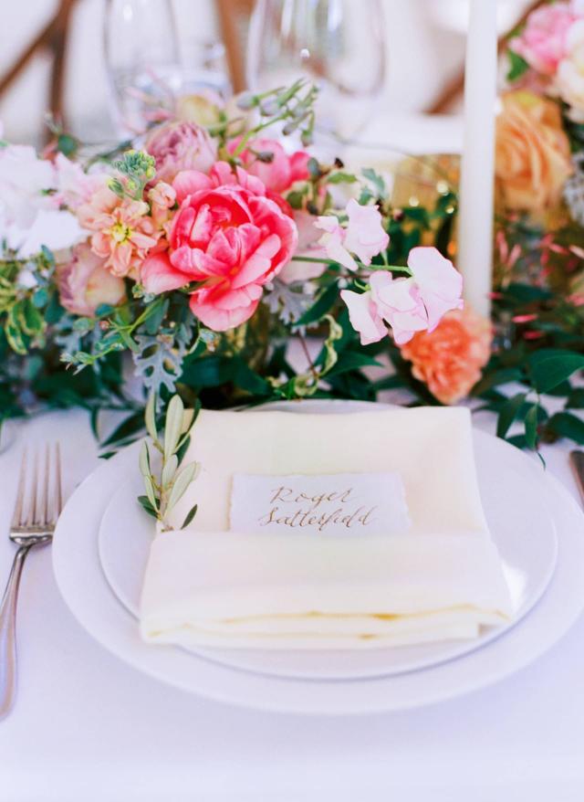 Flowers, Table Placemat, and Cutlery at Rhiannon & Joshua's Wedding
