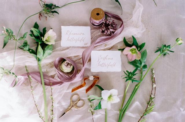 Bride & Groom's Name Tags with Ring at Rhiannon & Joshua's Wedding