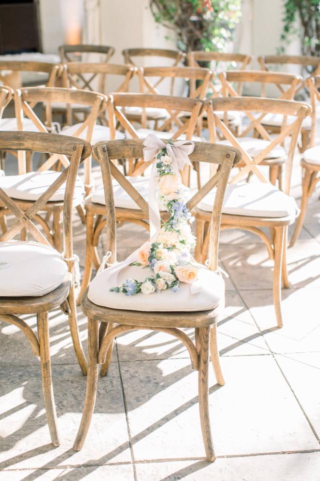 Chairs with Flowers for Karen & Andy’s Wedding