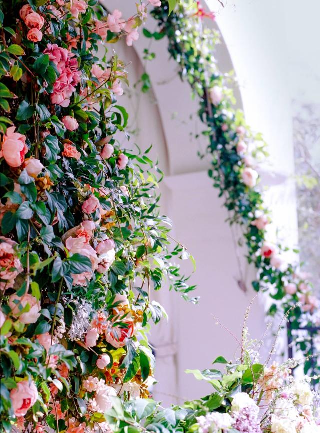 Colorful Wall Flower Arrangement at Rhiannon & Joshua's Wedding