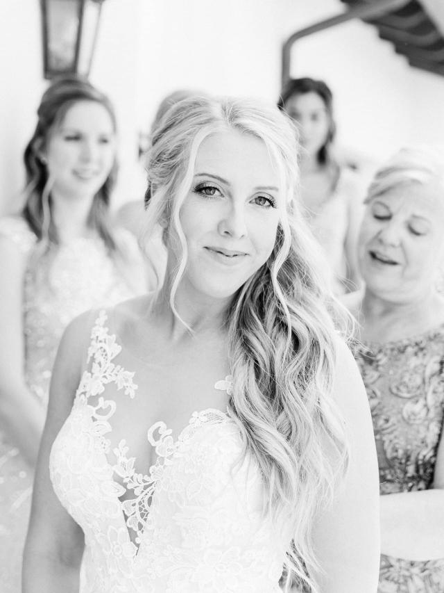Black and White Medium View of Bride at Stephanie & Grant's Wedding