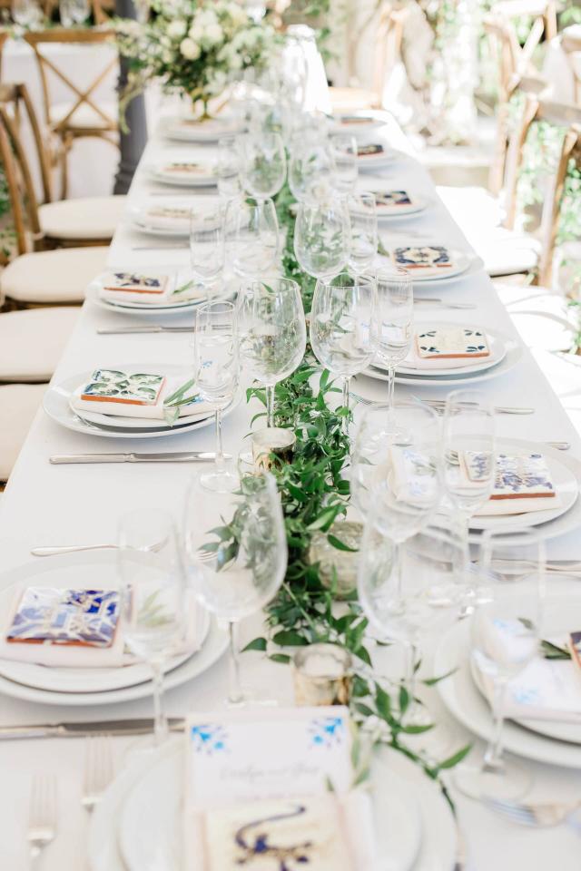 Long View of Guest Table with Placemats at Evelyn & Gus' Wedding