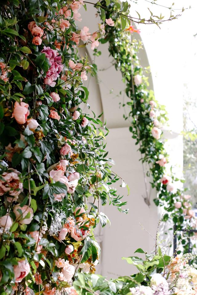 Medium View of Vine Flower Arrangement at Rhiannon & Joshua's Wedding