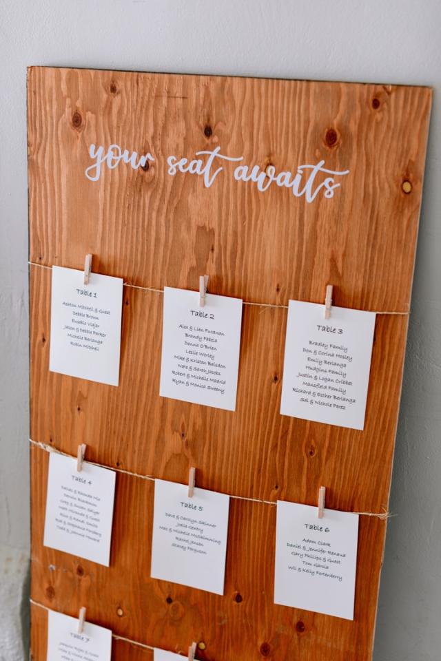 Seating arrangement board for Danielle & Richard's Wedding