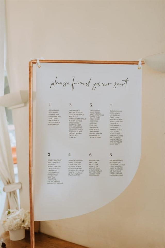 View of seating chart for Paulina & Cam’s Wedding