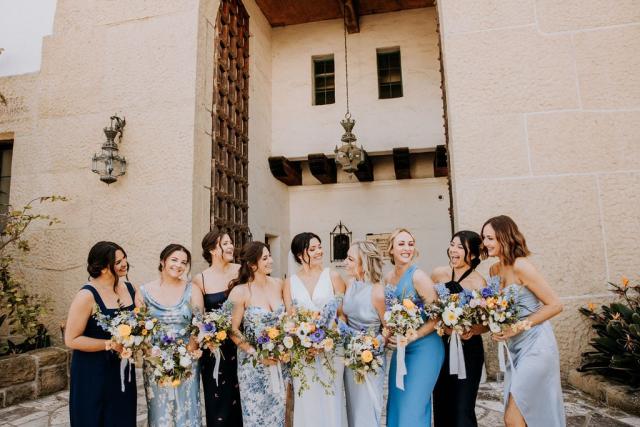 Bridal party in front of chapel for Veronica & Jake’s Wedding