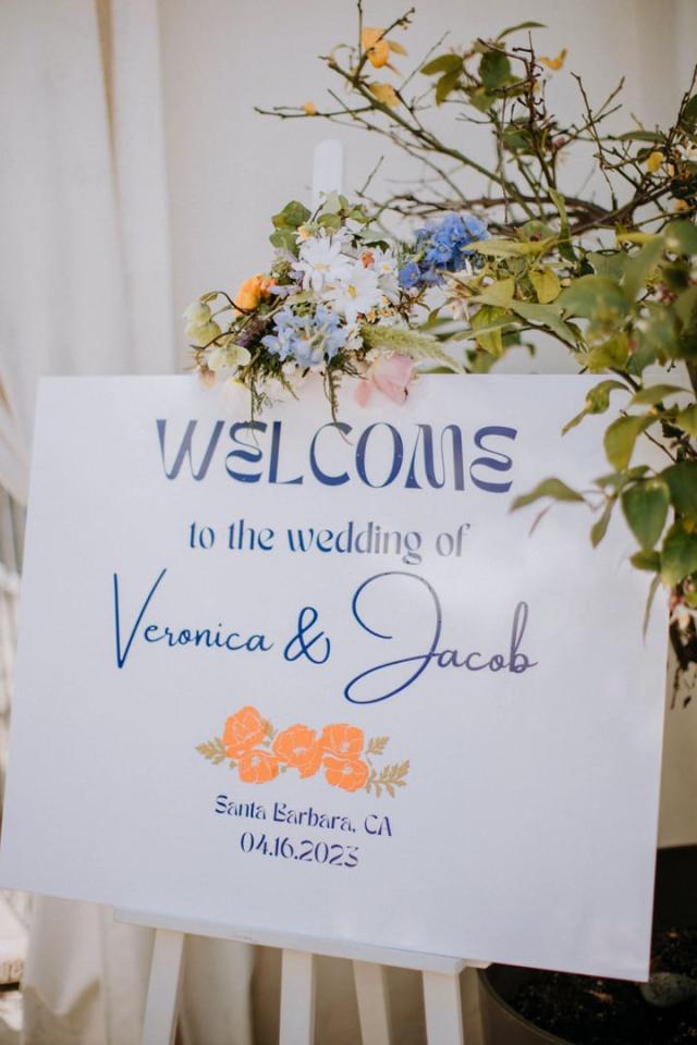 Welcome sign for Veronica & Jake’s Wedding