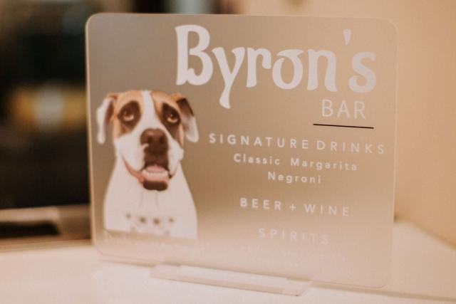 Byron’s barr signature drinks sign for Veronica & Jake’s Wedding