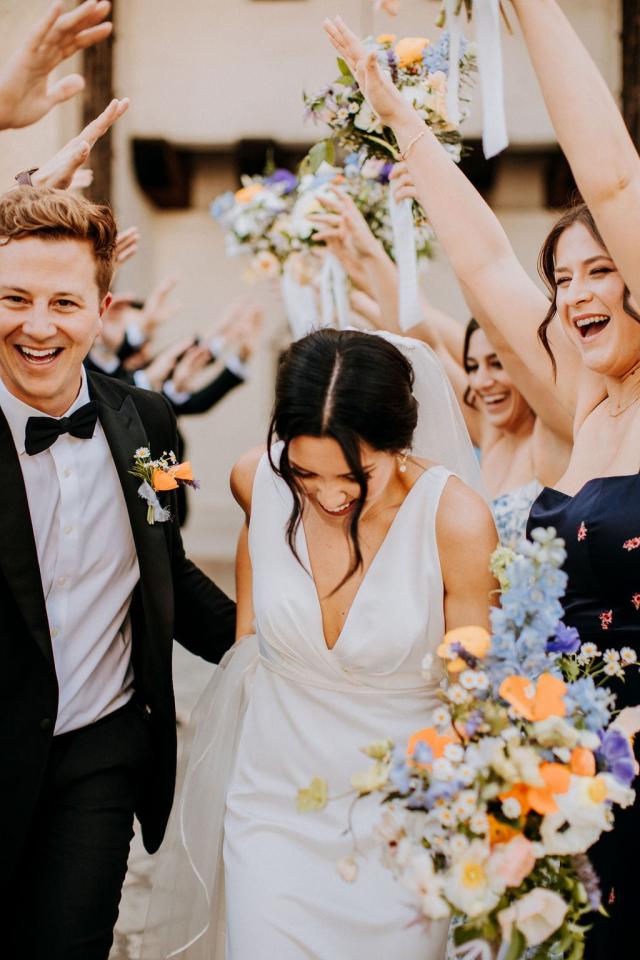 Bride and groom laughing Veronica & Jake’s wedding