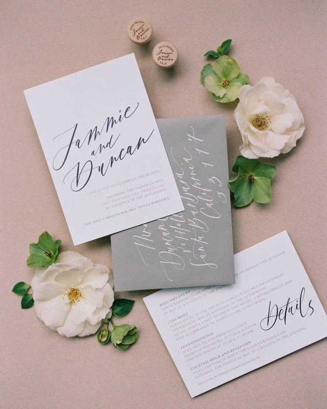 Invitations and flowers for Jammie & Duncan's Wedding
