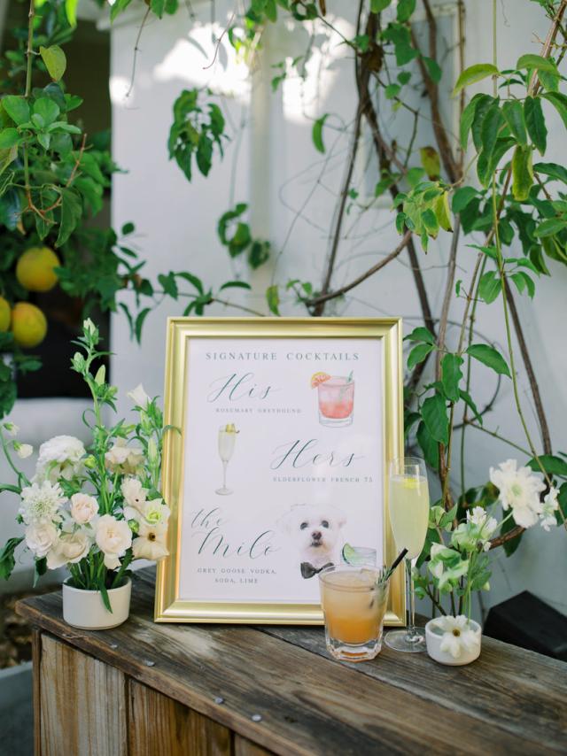 Wedding cocktail list for Jammie & Duncan's Wedding